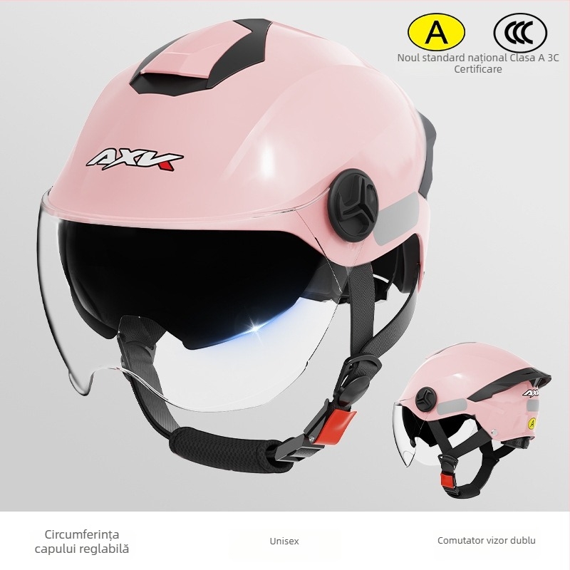 AXK cască semi-jet ABS pentru adulți, pentru motocicletă electrică, certificat 3C GB811-2022A, pentru toate anotimpurile, pentru naveta zilnică