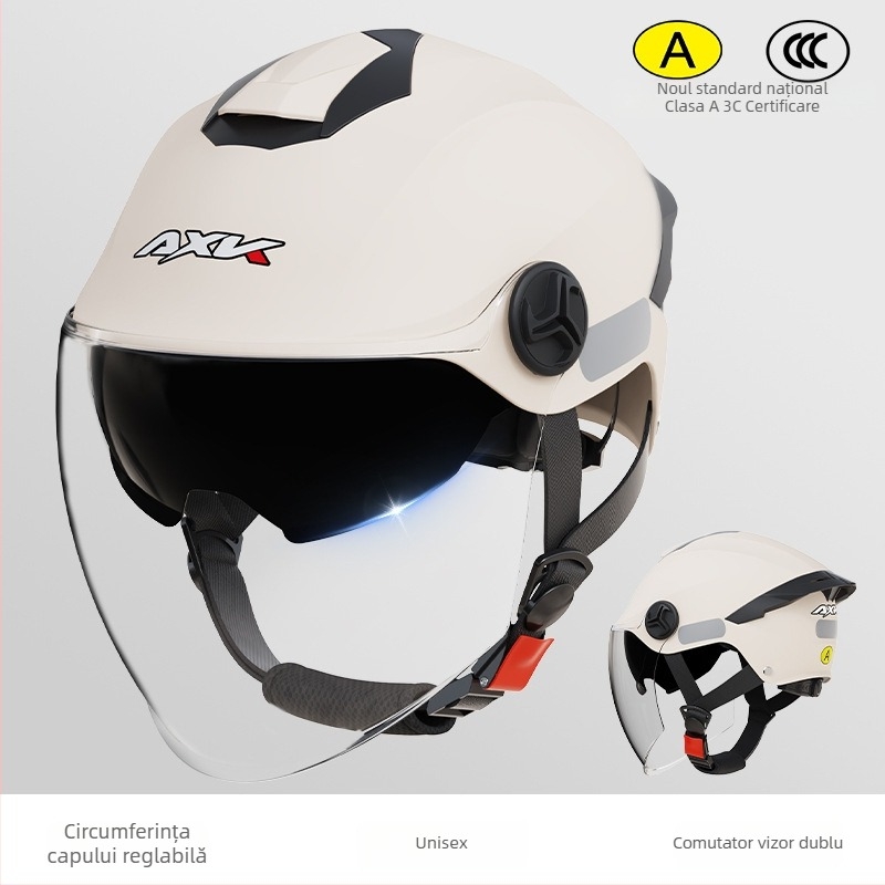 AXK cască semi-jet ABS pentru adulți, pentru motocicletă electrică, certificat 3C GB811-2022A, pentru toate anotimpurile, pentru naveta zilnică