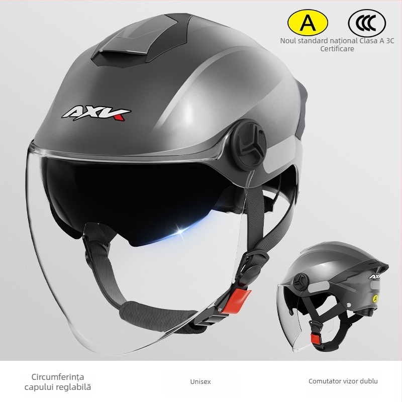 AXK cască semi-jet ABS pentru adulți, pentru motocicletă electrică, certificat 3C GB811-2022A, pentru toate anotimpurile, pentru naveta zilnică