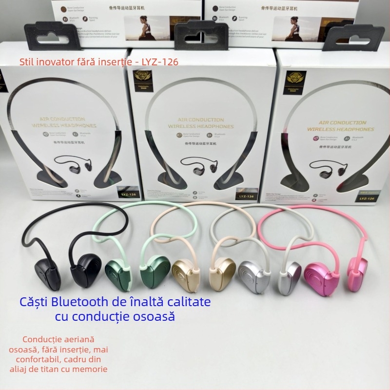 Casti sport cu conductie osoasă — Bluetooth 5.0, rezistente la apă, autonomie baterie peste 8 h, rază de 15 m, latență redusă pentru esports