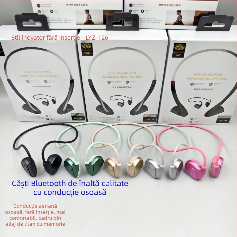 Casti sport cu conductie osoasă — Bluetooth 5.0, rezistente la apă, autonomie baterie peste 8 h, rază de 15 m, latență redusă pentru esports