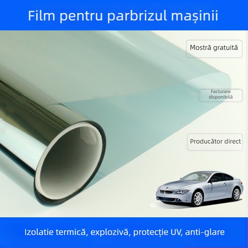 Film de izolație pentru parbriz, pentru mașini de lux, material PET, transmisie luminoasă 68%, izolație termică 55%, protecție UV 99%, Bunston