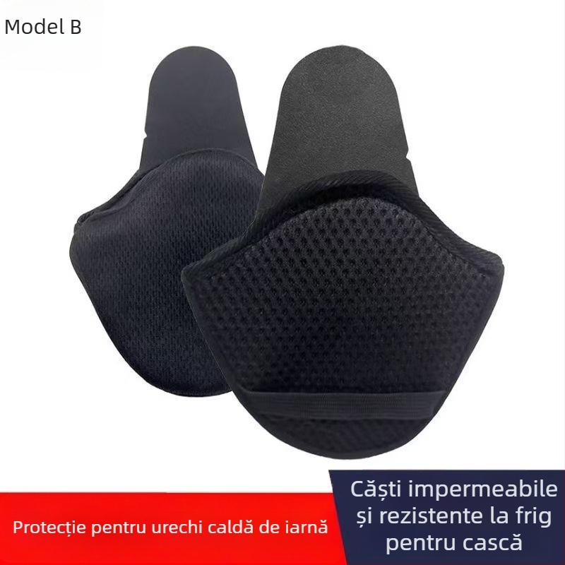 Cască pentru motocicletă/vehicul electric cu protecții pentru urechi demontabile, căptușită cu fleece (Model Tkps-001, Personalizabil)