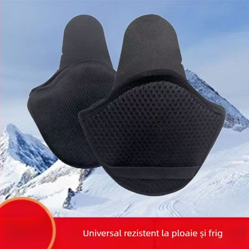 Cască pentru motocicletă/vehicul electric cu protecții pentru urechi demontabile, căptușită cu fleece (Model Tkps-001, Personalizabil)