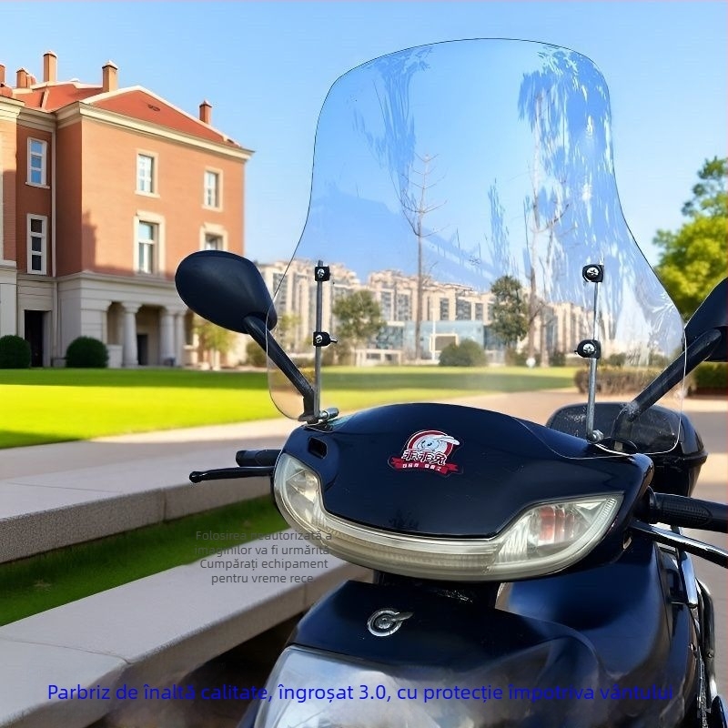 Parbriz frontal pentru vehicul electric, protecție din plastic transparent, rezistență la uzură, imprimare logo disponibilă