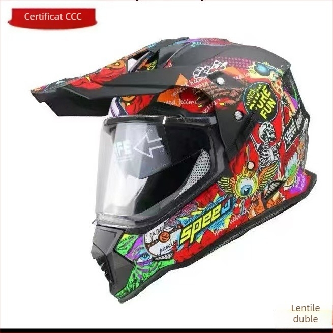 Cască de motocicletă - Full-Face Rally, ABS, certificat DOT, pentru drum și off-road, toate anotimpurile