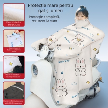 Acoperire pentru parbriz pentru scuter electric și tricicletă, plastic impermeabil, design dintr-un singur panou, deschidere manuală