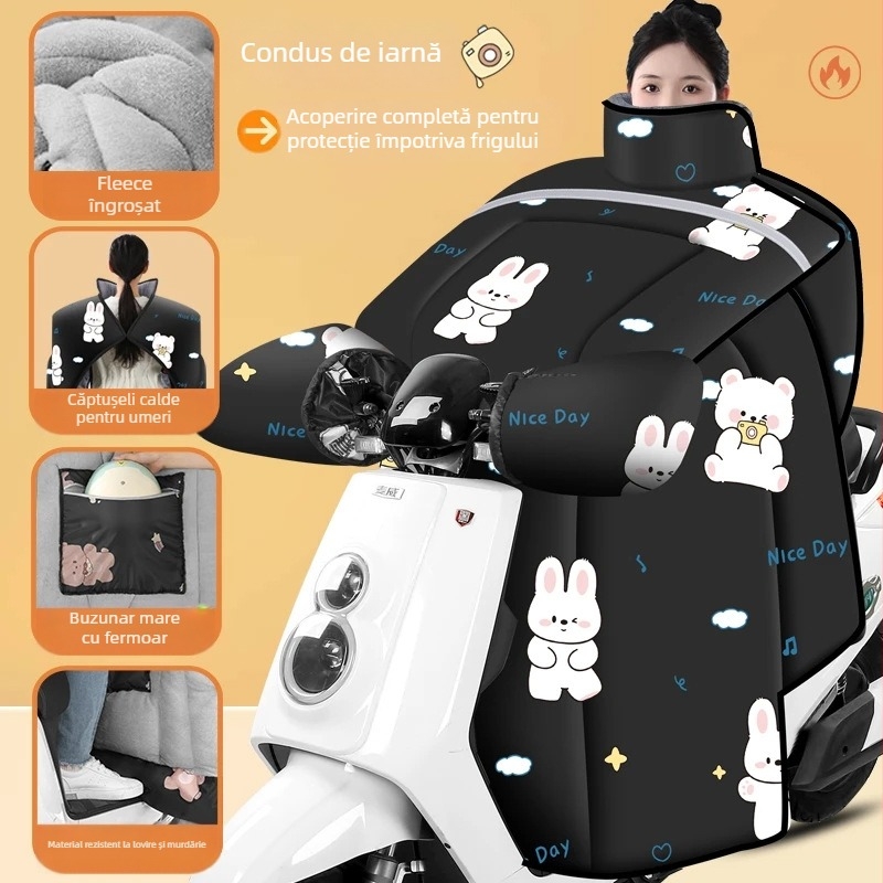 Acoperire pentru parbriz pentru scuter electric și tricicletă, plastic impermeabil, design dintr-un singur panou, deschidere manuală