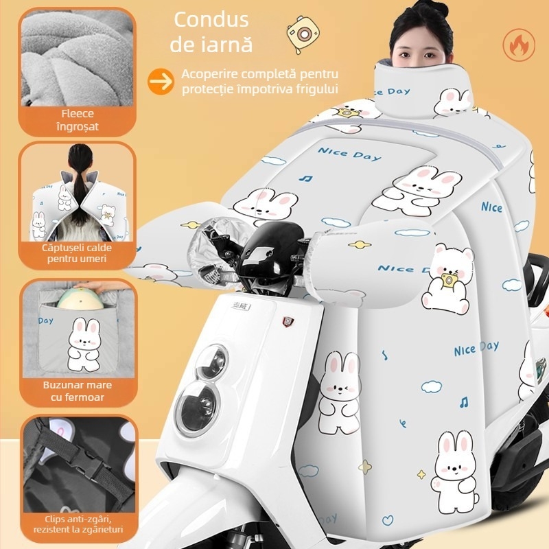 Acoperire pentru parbriz pentru scuter electric și tricicletă, plastic impermeabil, design dintr-un singur panou, deschidere manuală