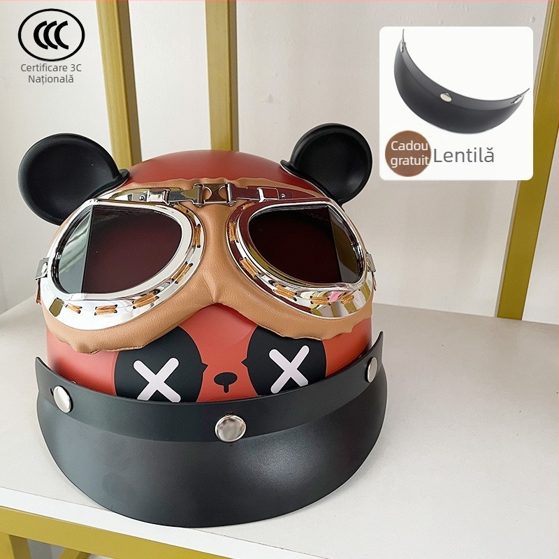 Casca de motocicletă ABS, tip half-helmet, unisex, 3C certificată, pentru toate anotimpurile