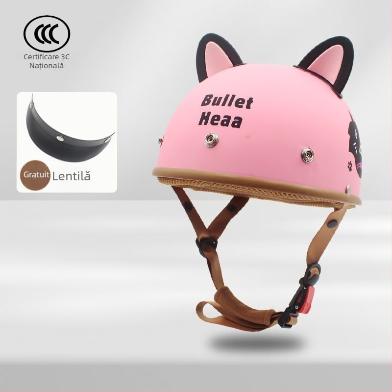 Casca de motocicletă ABS, tip half-helmet, unisex, 3C certificată, pentru toate anotimpurile