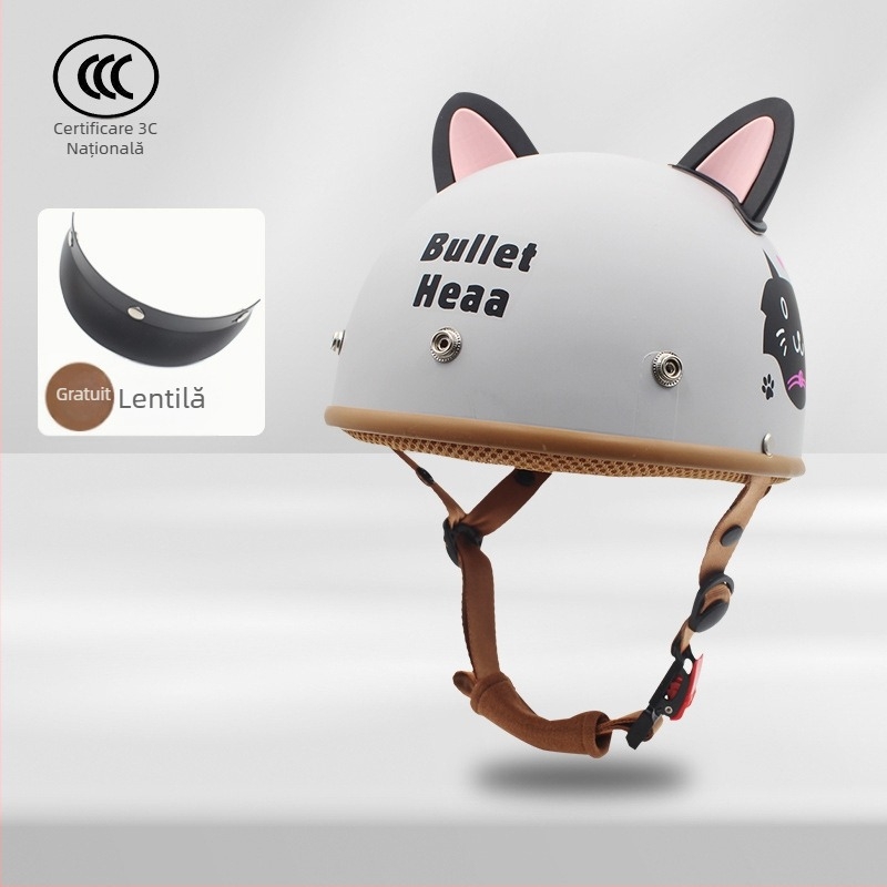 Casca de motocicletă ABS, tip half-helmet, unisex, 3C certificată, pentru toate anotimpurile