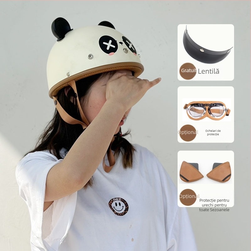 Casca de motocicletă ABS, tip half-helmet, unisex, 3C certificată, pentru toate anotimpurile