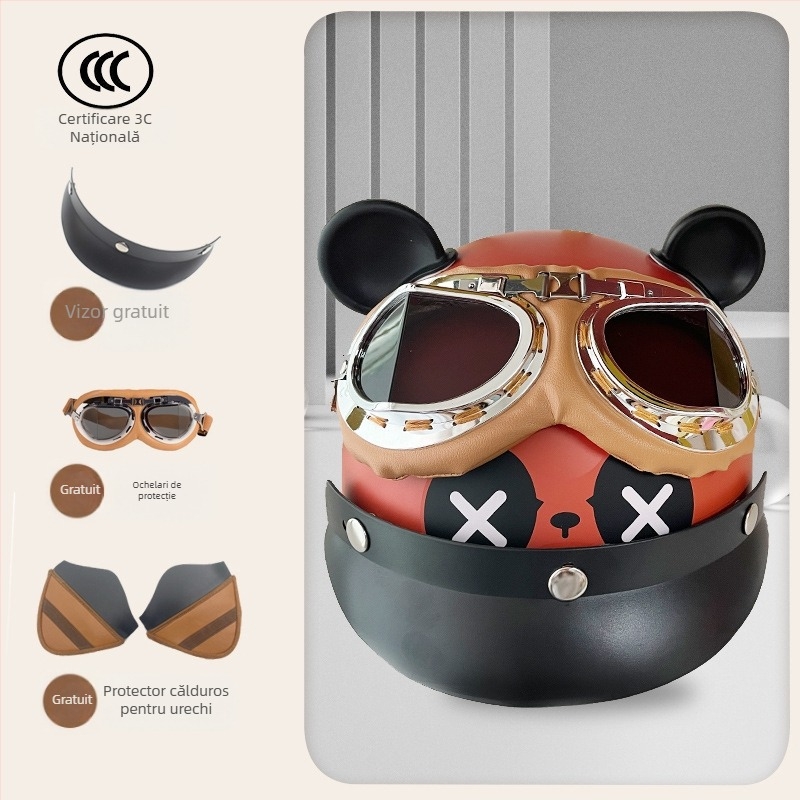 Casca de motocicletă ABS, tip half-helmet, unisex, 3C certificată, pentru toate anotimpurile