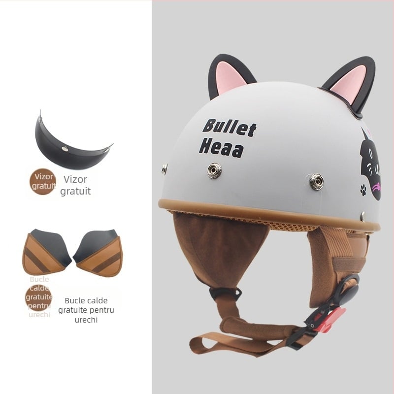 Casca de motocicletă ABS, tip half-helmet, unisex, 3C certificată, pentru toate anotimpurile