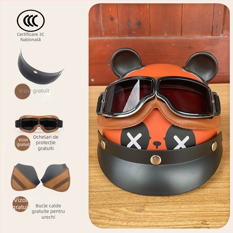 Casca de motocicletă ABS, tip half-helmet, unisex, 3C certificată, pentru toate anotimpurile