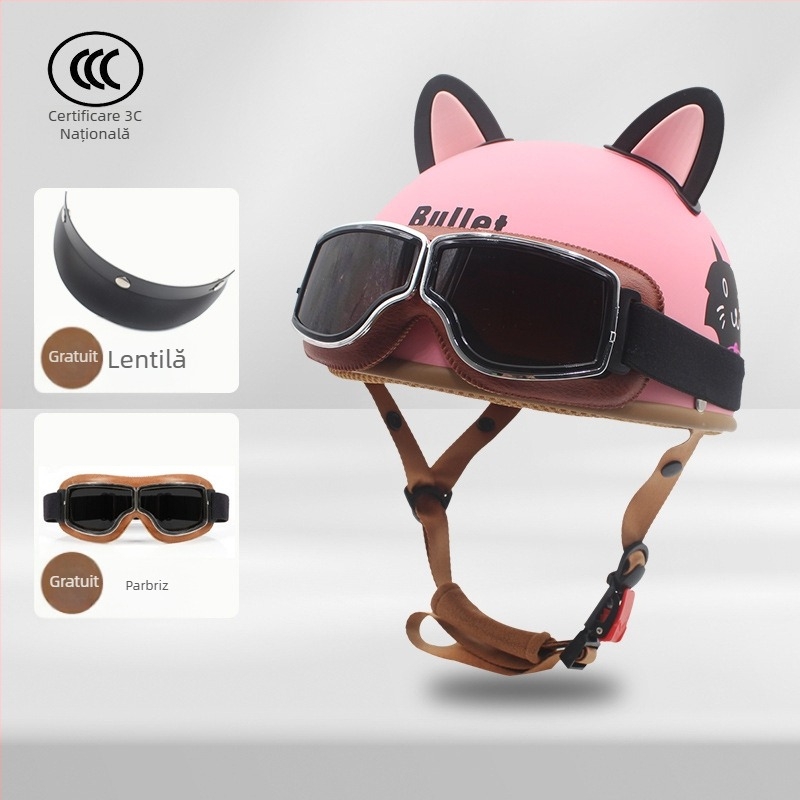 Casca de motocicletă ABS, tip half-helmet, unisex, 3C certificată, pentru toate anotimpurile