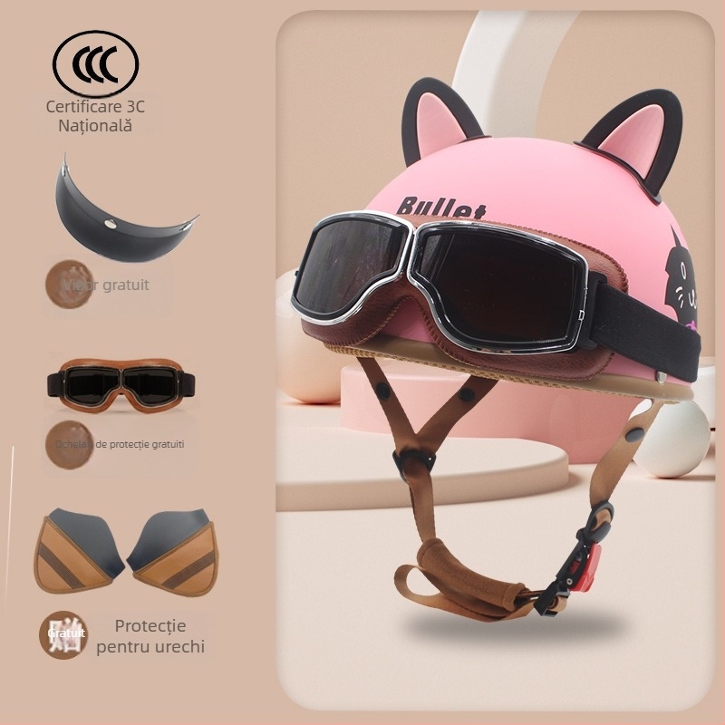 Casca de motocicletă ABS, tip half-helmet, unisex, 3C certificată, pentru toate anotimpurile