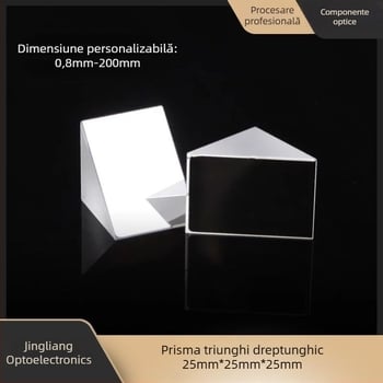 Prismă triunghiulară din sticlă opticǎ, 45° unghi drept, prismă reflexivă cu acoperire opticǎ