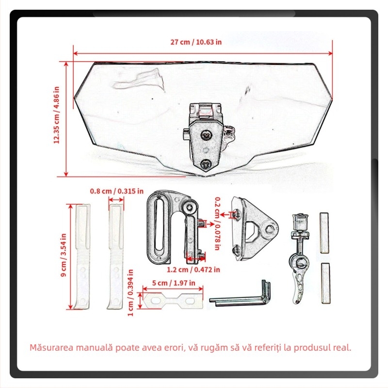 Parbriz universal pentru motocicletă, model G116, material PC