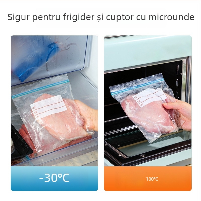 Pungă sigilată alimentară pentru păstrarea prospețimii | Material PE | Compatibilă cu microundele | Rezistență la temperaturi -30°C până la 180°C | 1 bucată