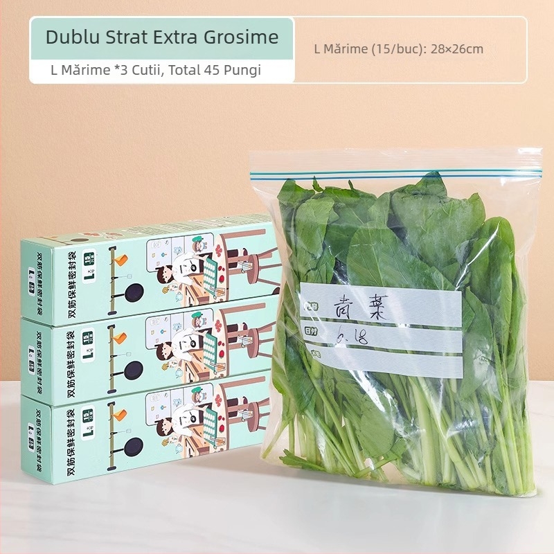 Pungă sigilată alimentară pentru păstrarea prospețimii | Material PE | Compatibilă cu microundele | Rezistență la temperaturi -30°C până la 180°C | 1 bucată