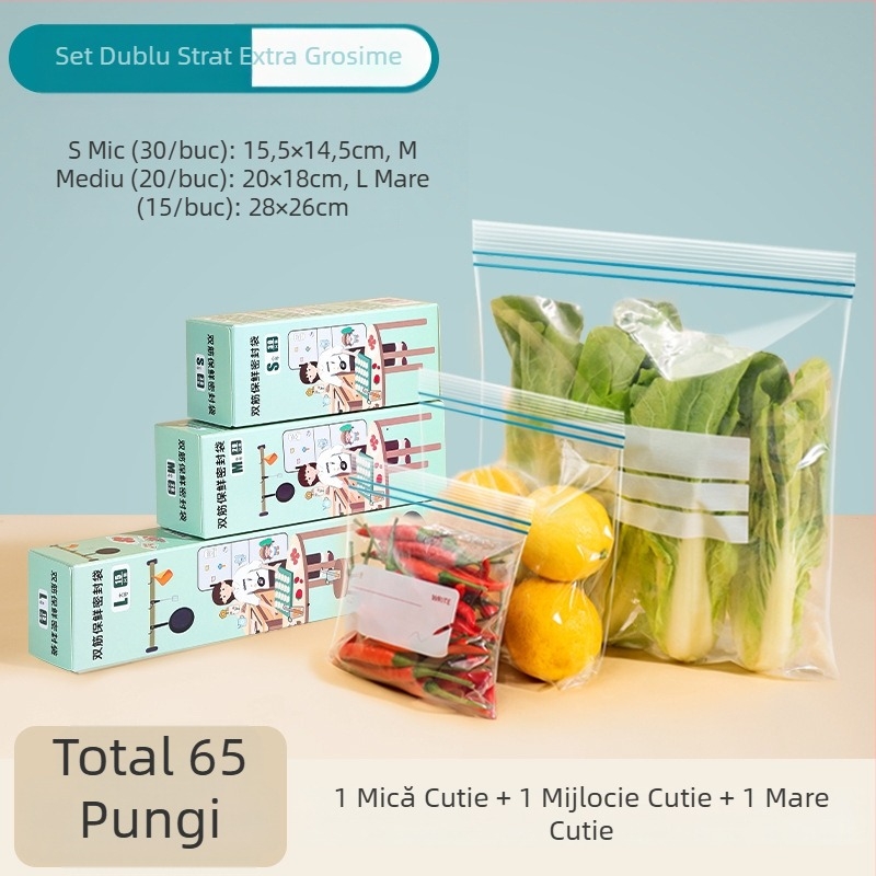 Pungă sigilată alimentară pentru păstrarea prospețimii | Material PE | Compatibilă cu microundele | Rezistență la temperaturi -30°C până la 180°C | 1 bucată