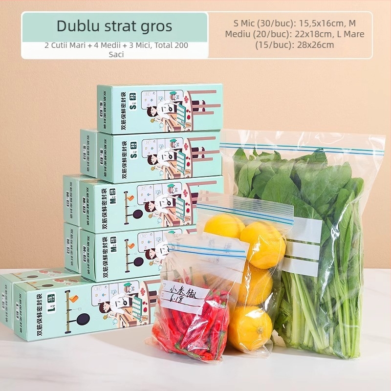 Pungă sigilată alimentară pentru păstrarea prospețimii | Material PE | Compatibilă cu microundele | Rezistență la temperaturi -30°C până la 180°C | 1 bucată