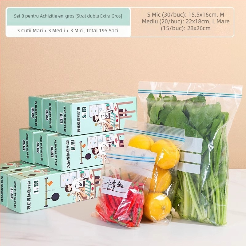 Pungă sigilată alimentară pentru păstrarea prospețimii | Material PE | Compatibilă cu microundele | Rezistență la temperaturi -30°C până la 180°C | 1 bucată