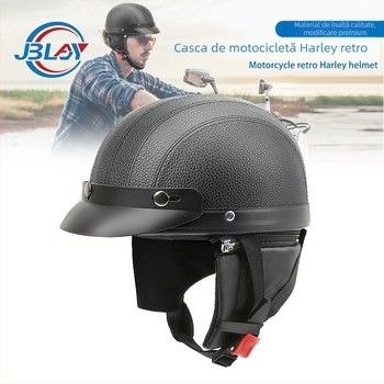 Casca moto cu vizieră, stil retro pentru toate anotimpurile (Material: ABS + spumă PU; Brand: JBL; Tip: Cască moto)