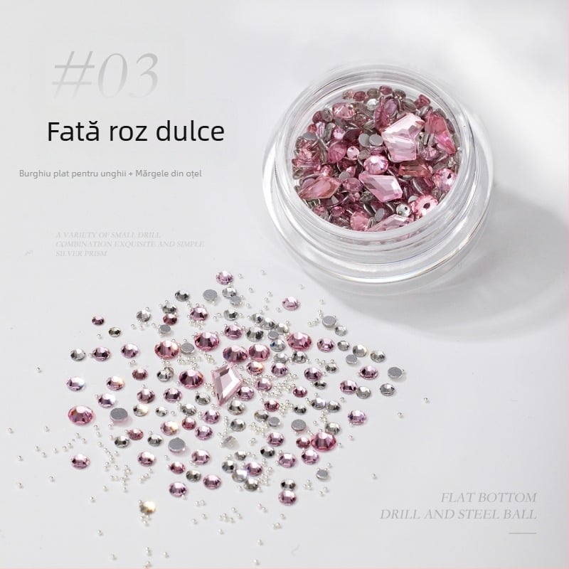 Materiale pentru artă unghii cu pietre neregulate: pachet mini pietre, mărgele metalice și pietre cu bază plată; strălucire cristal irizantă; Materiale: metal, pietre, sticlă