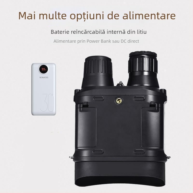 Dispozitiv binoclu de vedere nocturnă, cu obiectiv de 32 mm, mărire 1–15×, distanță de observare 800 m, baterie 3600 mAh