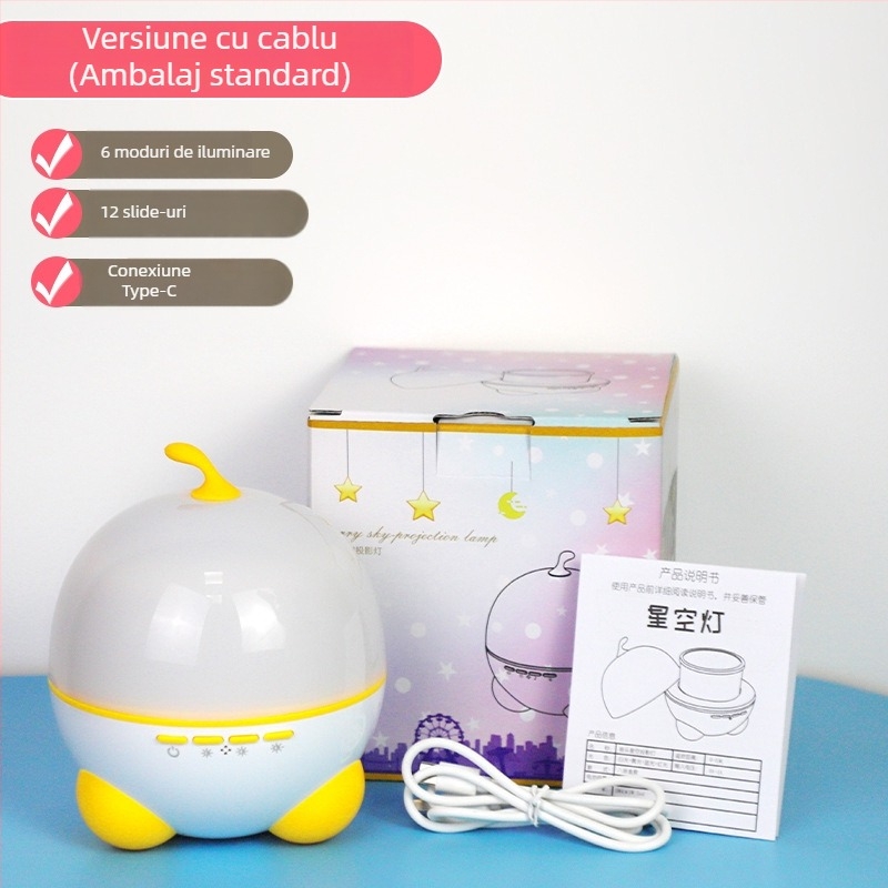 Proiector de cer înstelat cu cutie muzicală – alimentare USB, baterie Li-ion încorporată, Bluetooth, telecomandă, sunet