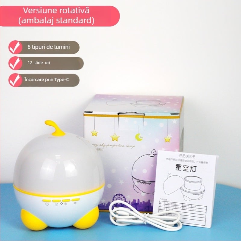 Proiector de cer înstelat cu cutie muzicală – alimentare USB, baterie Li-ion încorporată, Bluetooth, telecomandă, sunet