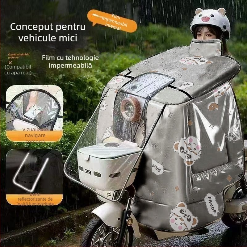 Capac pentru parbriz pentru vehicule electrice, din material Oxford impermeabil, deschidere manuală, stil minimalist, universal pentru triciclete, motociclete și scutere electrice