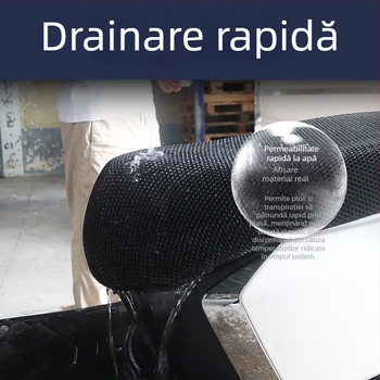 Capac de scaun pentru vehicule electrice și motociclete – Material din fibră, impermeabil, respirabil, plasă hexagonală, toate anotimpurile