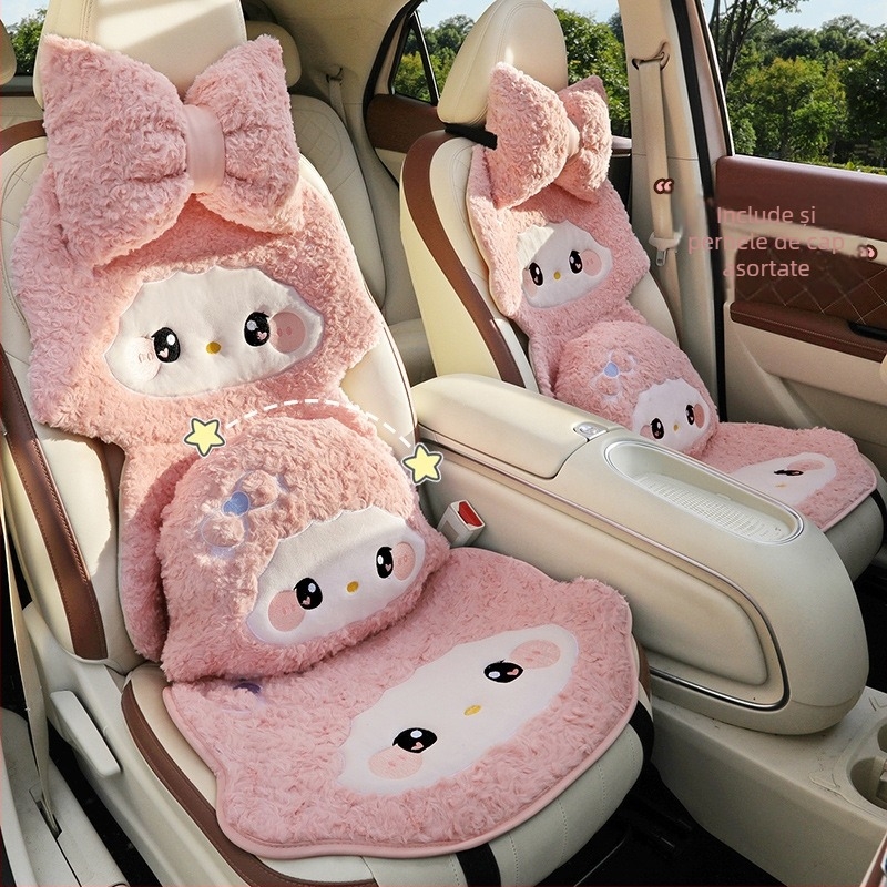Set de perne pentru scaunele auto – personaje drăguțe 3D pluș, bumbac, fără umplutură, set de iarnă cu mai multe părți