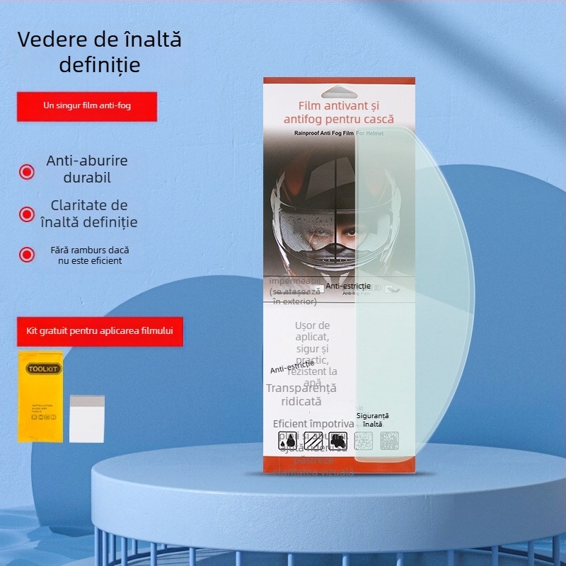 Folie anti ceaţă şi impermeabilă pentru cască de motocicletă – Material TAC, universală pentru căști full-face și jet, protecție impermeabilă a lentilei