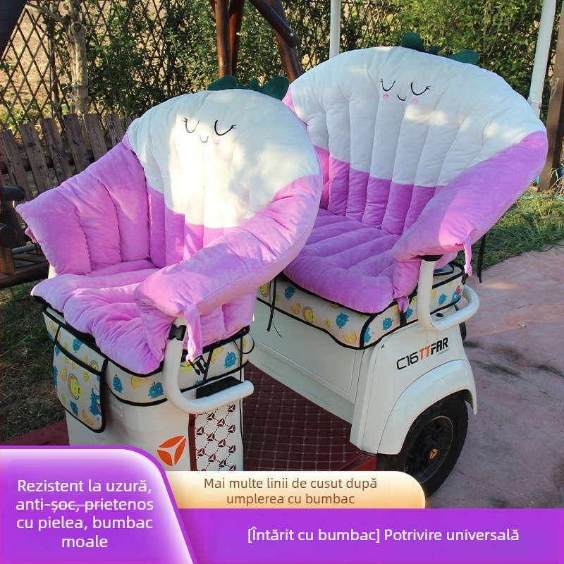 Set huse pentru scaune tricicletă electrică pentru iarnă, material bumbac, umplutură bumbac, personalizare disponibilă, fără logo