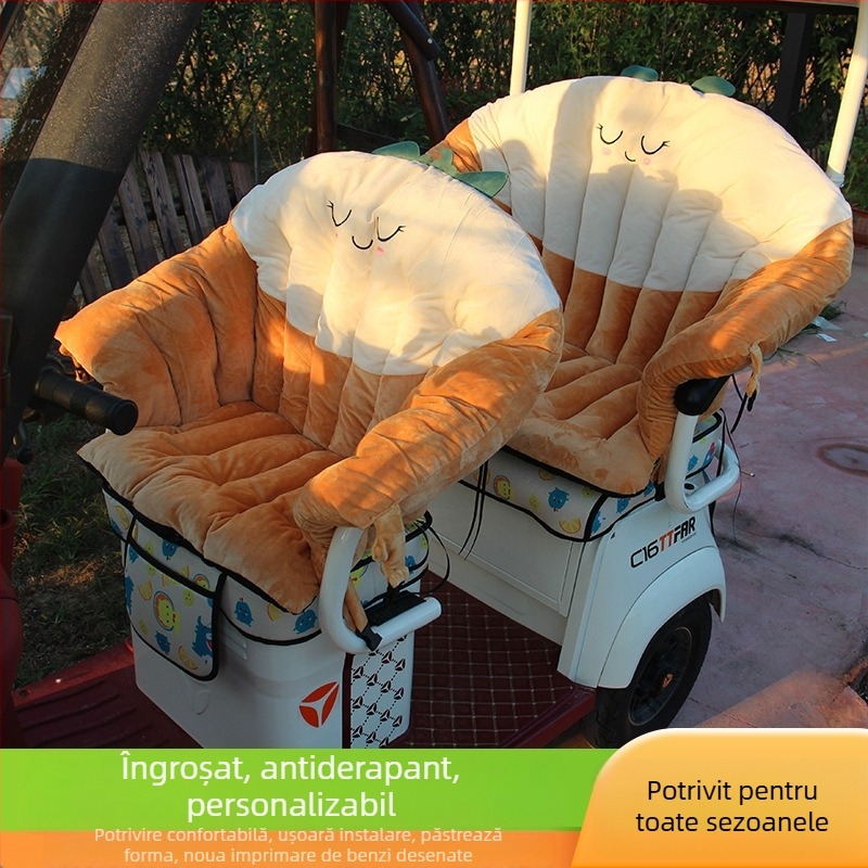 Husă de scaun pentru tricicletă electrică – plușată, caldă și îngroșată pentru iarnă, set pentru scaunele din față și din spate, potrivire universală