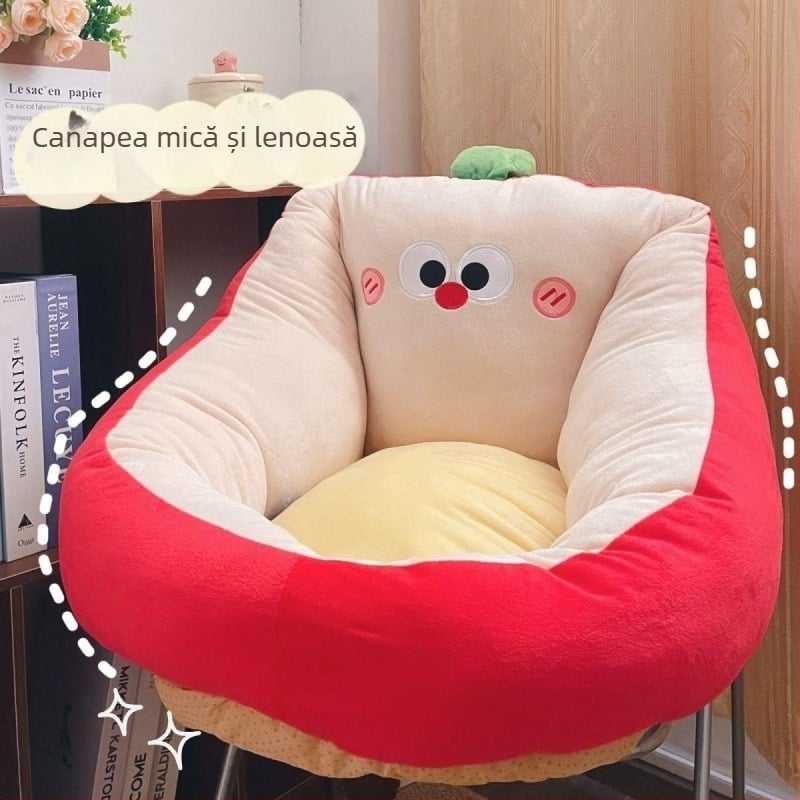 Canapea compactă cu șezut și spătar integrate; design desen animat, material catifea cristal, umplutură fibre de mătase, potrivit pentru living, dormitor, birou, stil modern minimalist