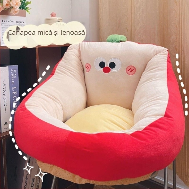 Canapea compactă cu șezut și spătar integrate; design desen animat, material catifea cristal, umplutură fibre de mătase, potrivit pentru living, dormitor, birou, stil modern minimalist