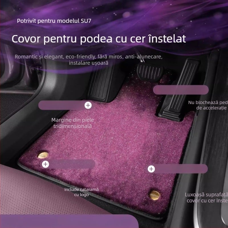 Covor auto TPE pentru Xiaomi SU7 – acoperire completă cu velur cer înstelat, potrivire specifică vehiculului, fără siglă
