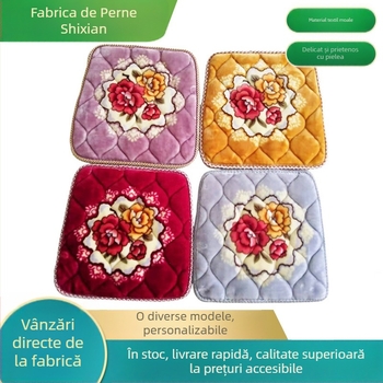 Pernă pentru scaun de dining, material catifelat, imprimeu floral, umplutură groasă, stil modern minimalist, potrivit pentru living, dormitor, birou, exterior, restaurant
