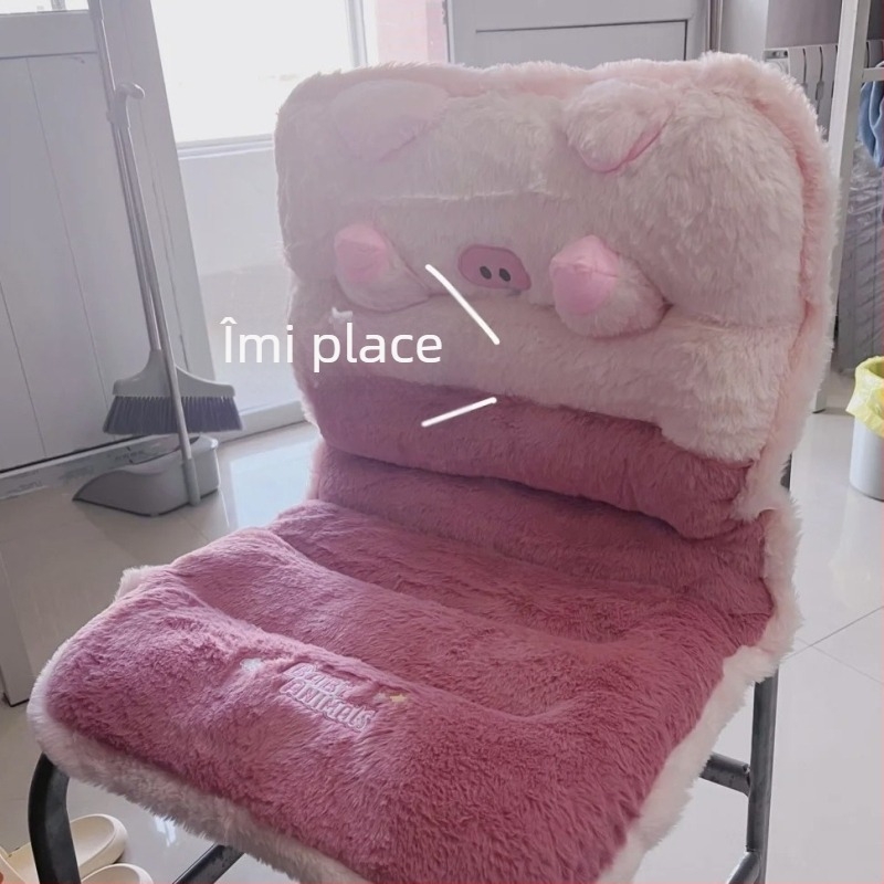 Pernă pentru scaun din material pluș, umplutură PP bumbac, imprimeu cu animale drăguțe, suport lombar integrat, ediție de iarnă 2023, personalizabil.