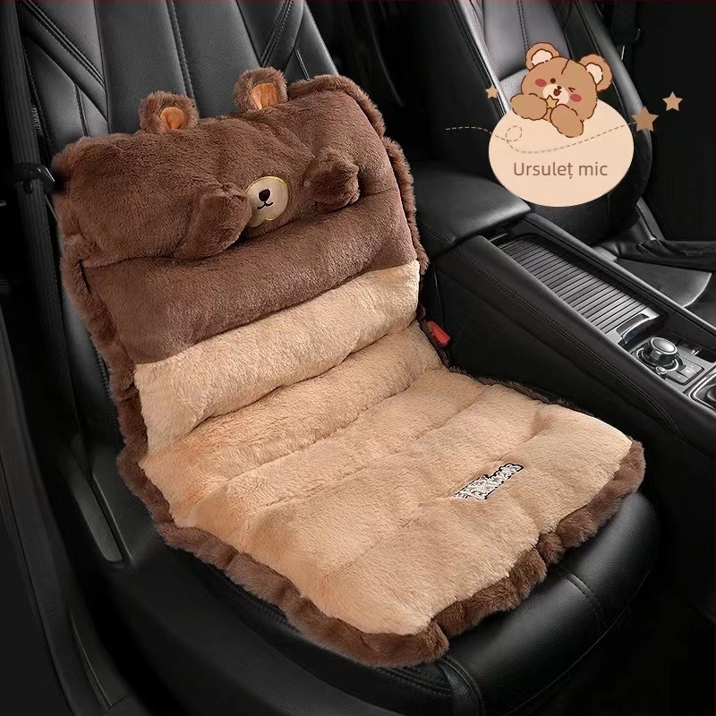 Pernă pentru scaun din material pluș, umplutură PP bumbac, imprimeu cu animale drăguțe, suport lombar integrat, ediție de iarnă 2023, personalizabil.