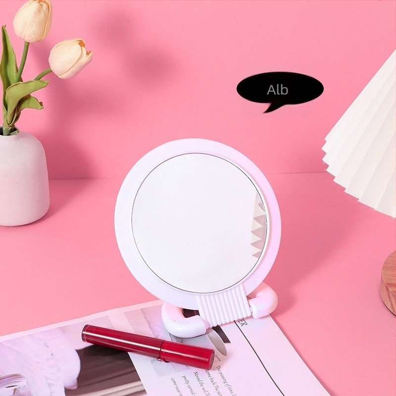 Oglindă de birou cu două fețe, cu mărire, pliabilă, design de agățare, lentilă din aluminiu, ramă PU/PS/PVC
