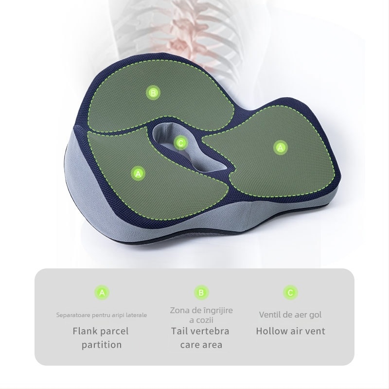 Perna ergonomică pentru scaun cu umplutură memory cotton, husă poliester-bumbac, personalizabilă; potrivită pentru birou, sufragerie, studiu