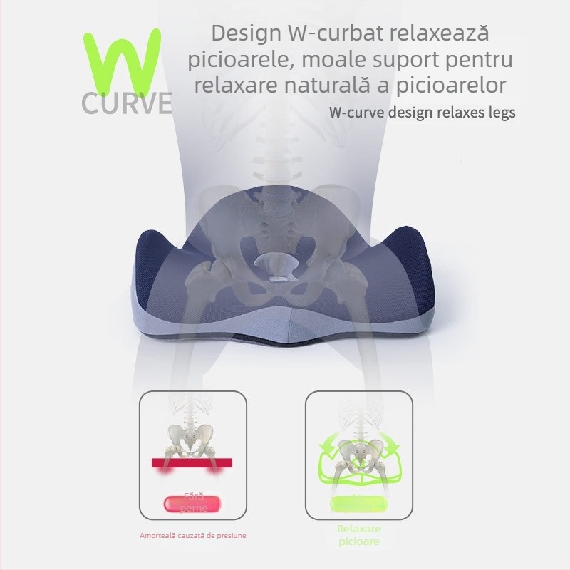 Perna ergonomică pentru scaun cu umplutură memory cotton, husă poliester-bumbac, personalizabilă; potrivită pentru birou, sufragerie, studiu