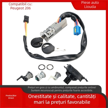 Leoda încuietoare de ușă auto cu 3 cilindri, cheie de aprindere și capac rezervor, 2 chei, pentru Peugeot 206 (1998–)
